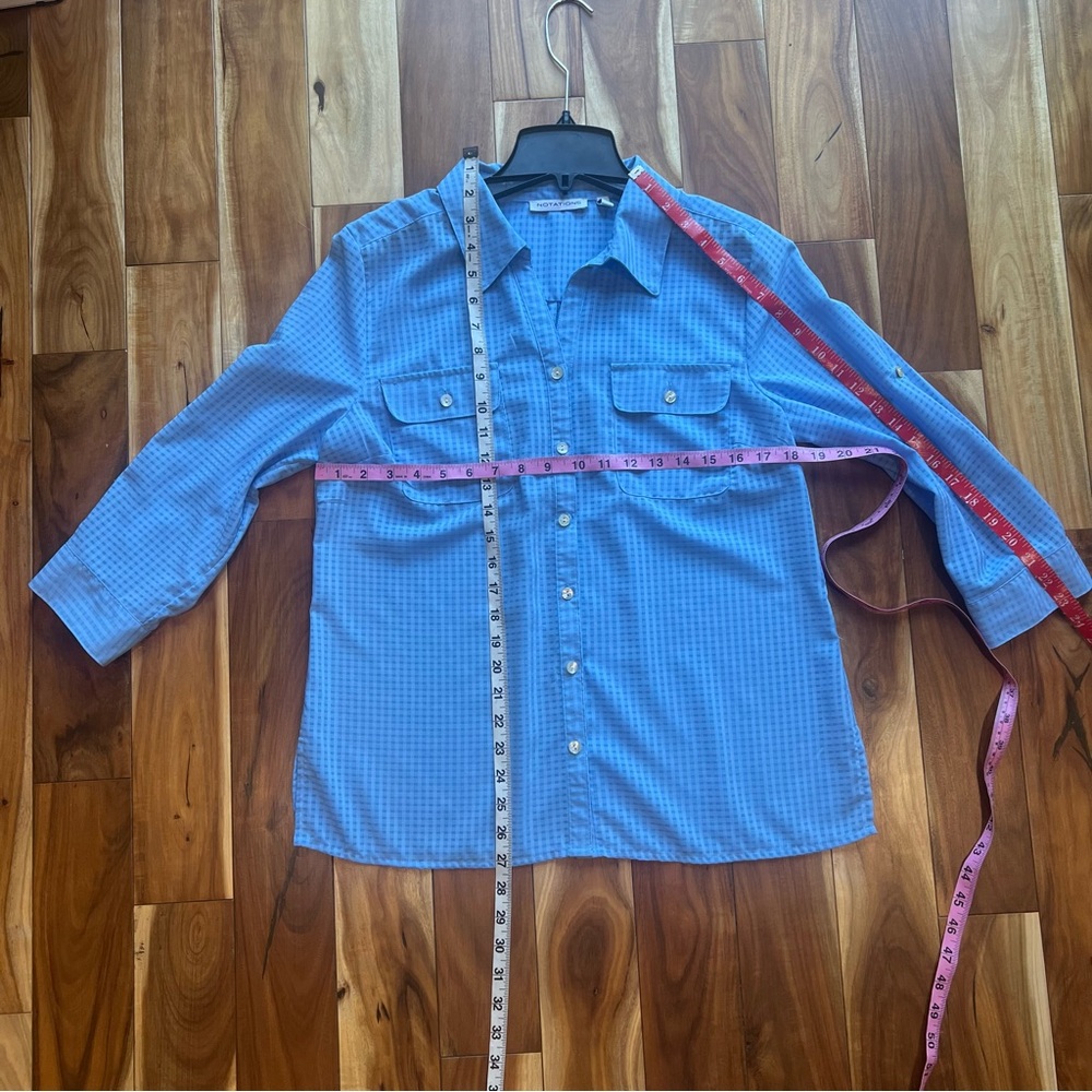 Notations convertible sleeve button down blouse - image 7